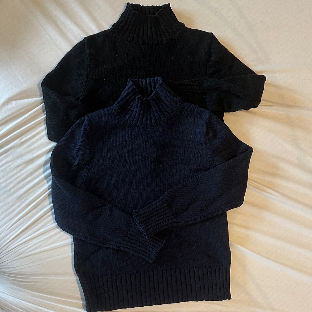 J. Crew Black and Navy Turtleneck Sweater Duo